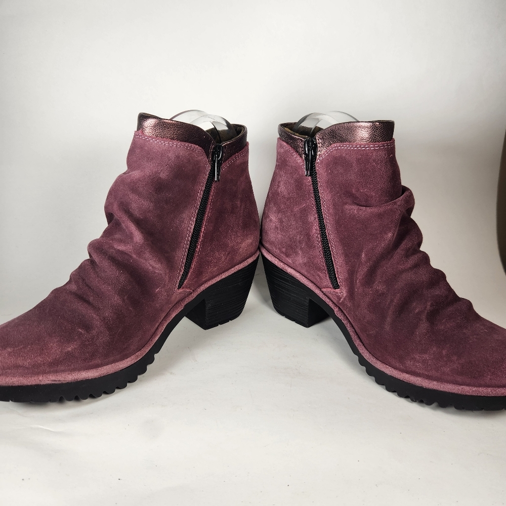 FLY LONDON Women's Wynn Ankle Boots Size 7 EU 38 Burgundy Wine Suede - Picture 8 of 12